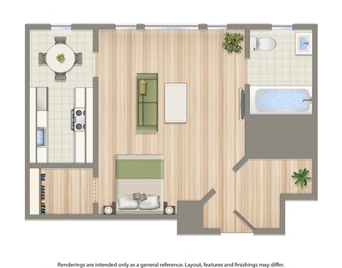 Floor plan for studio, 1 bath, 442 sqft